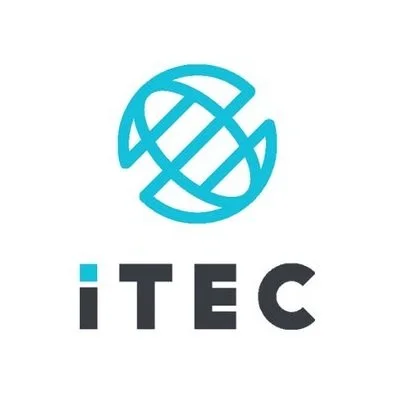 iTEC logo featuring a stylized globe with intersecting lines in blue, with the company name 'iTEC' underneath in bold black letters.
