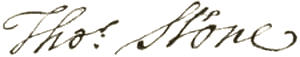 The image shows the handwritten text 'Thos. Stone'.