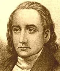 A sepia-toned portrait of a man with long hair, wearing historical clothing.