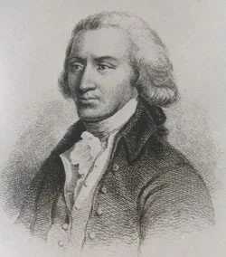 Black and white sketch of Benjamin Franklin