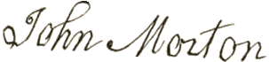 Stylized script text reading 'John Morton'.