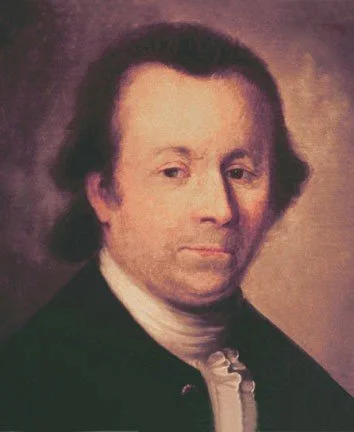 Painting of a man with dark hair, wearing a white shirt and dark coat, with a neutral background.