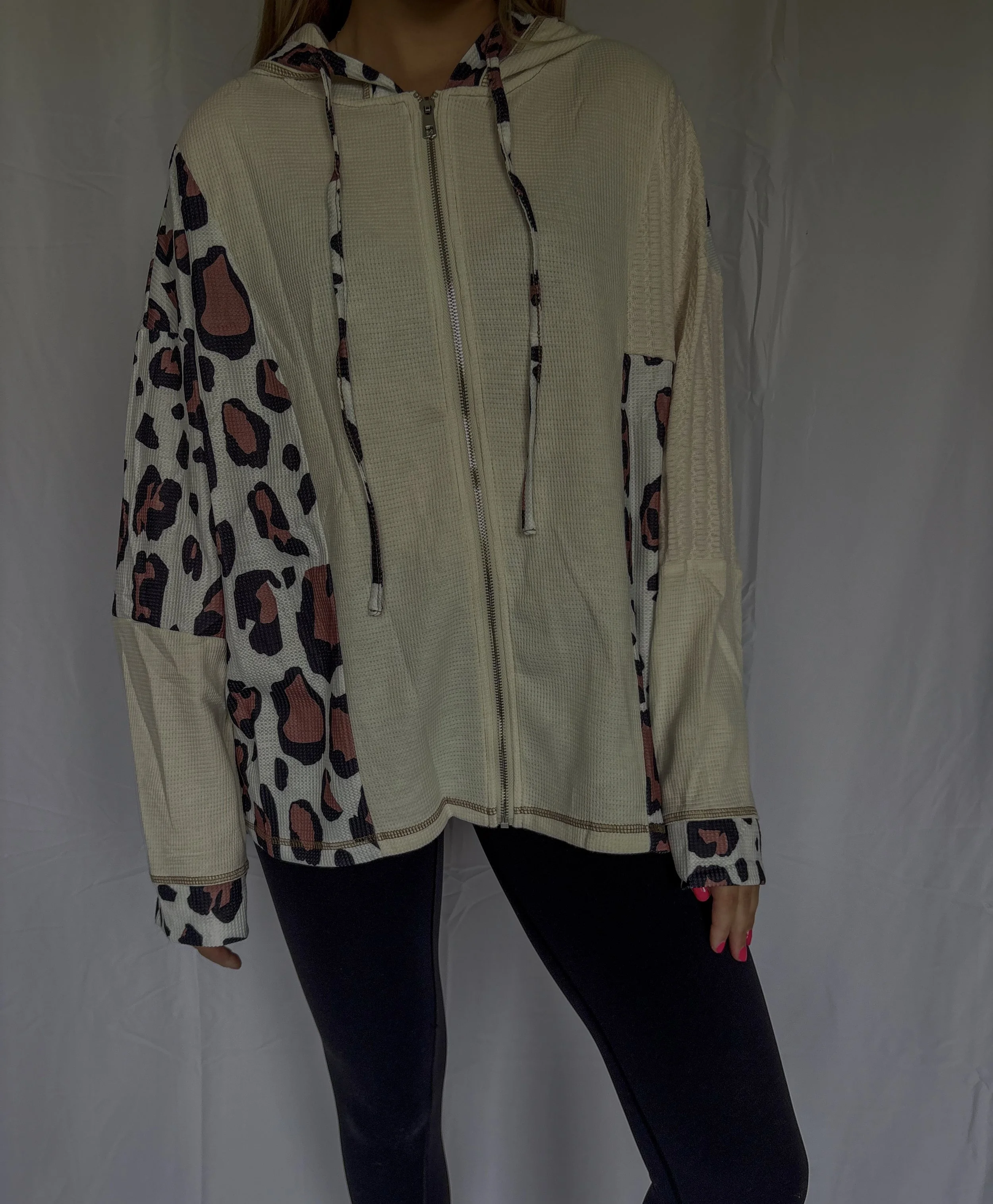 Leopard Patchwork Zip Up
