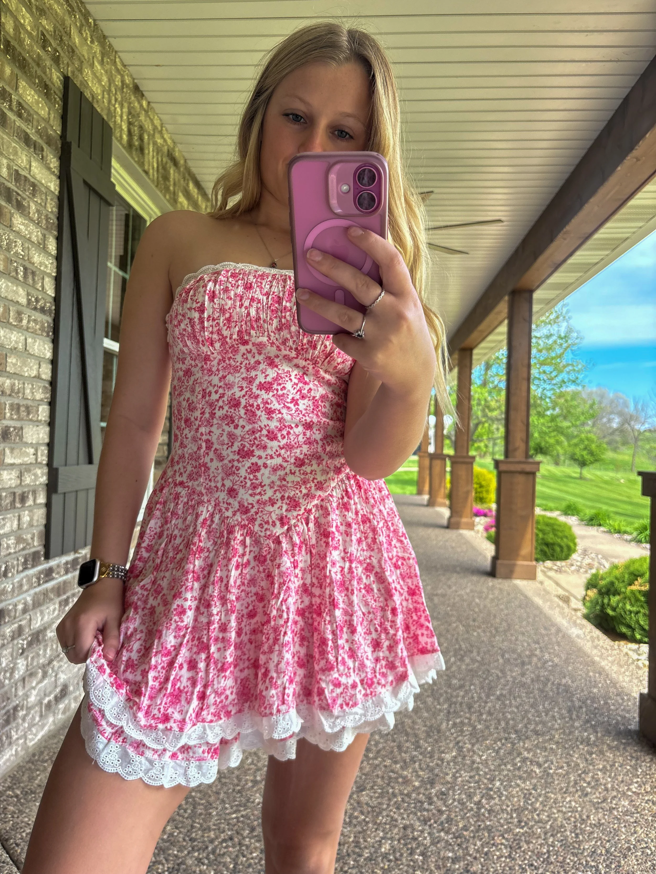 Taffy Floral Tiered Lace Mini Dress