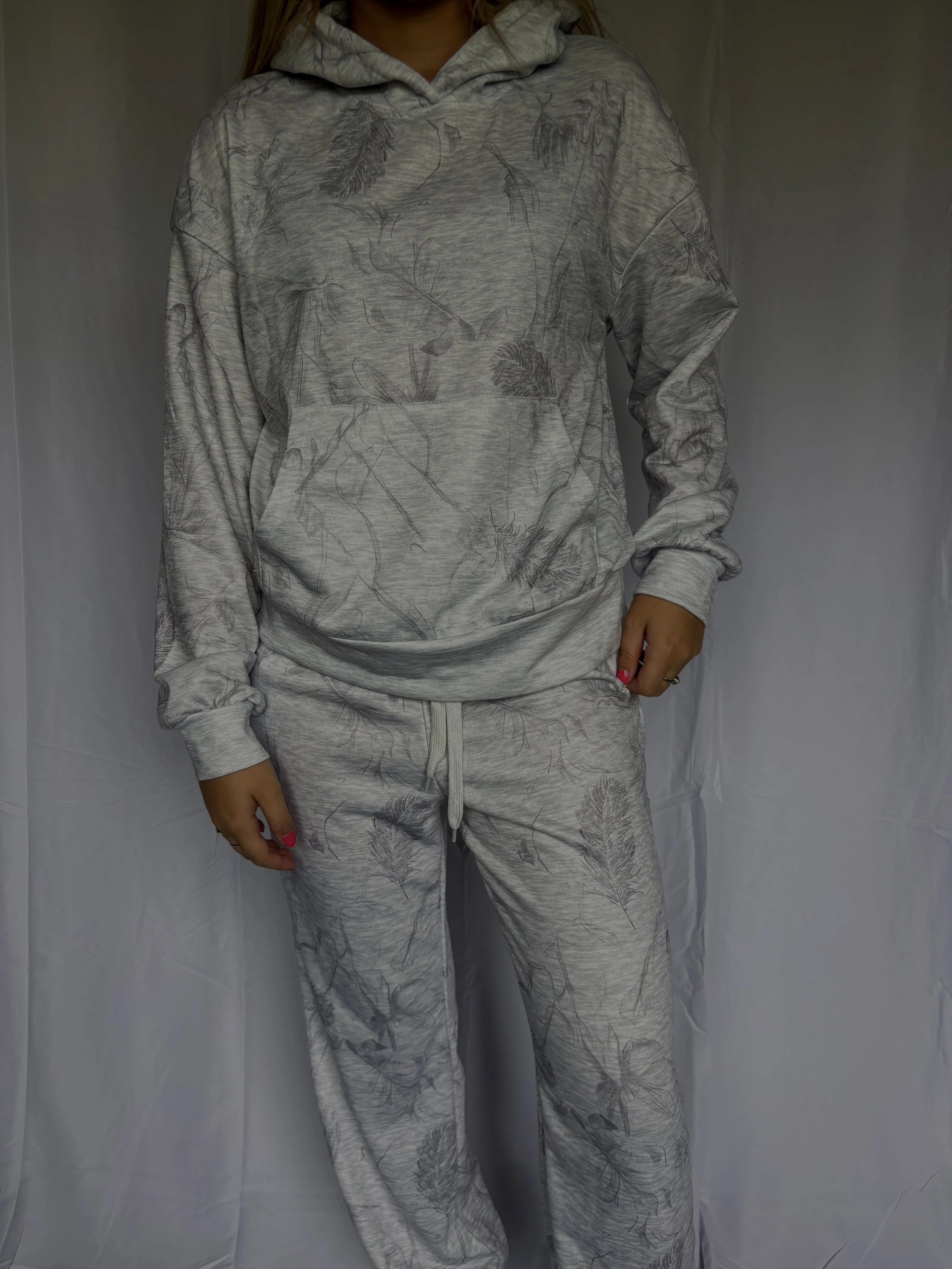 Gray Print Sweat Set