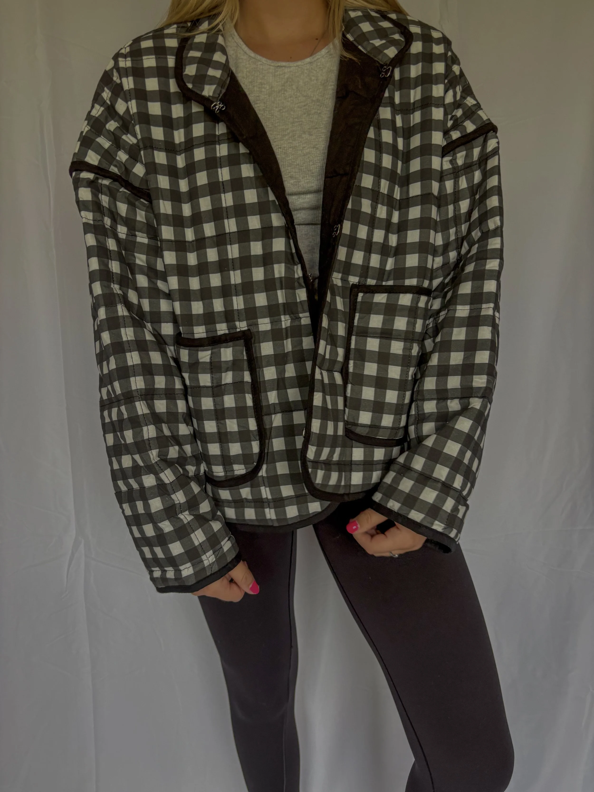 Black and white quilted jacket