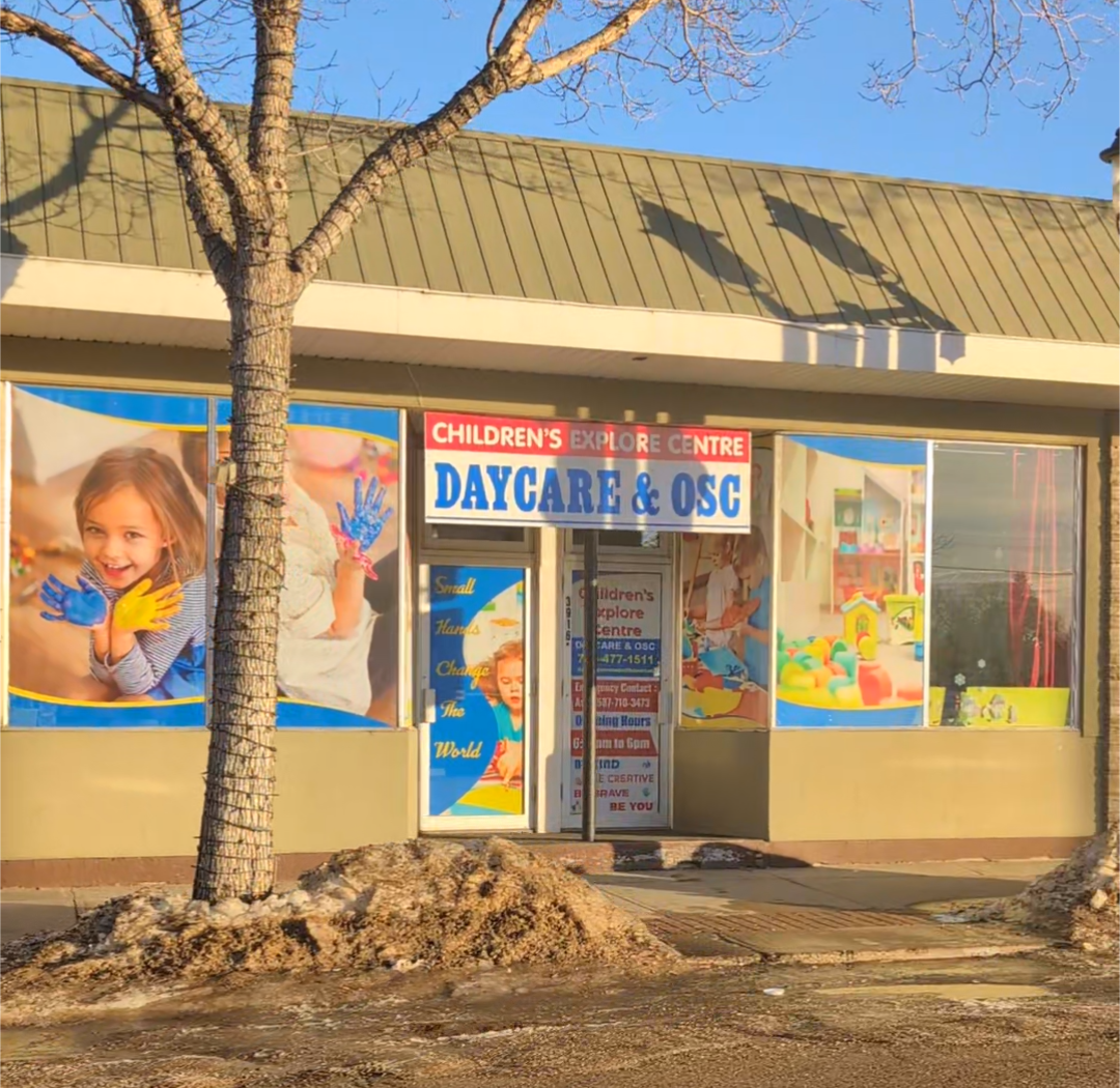 Exterior view of Children's Explore Centre daycare located on 3916 118 Ave, in Edmonton.