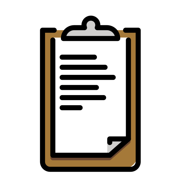 Illustration of a clipboard with a piece of paper.