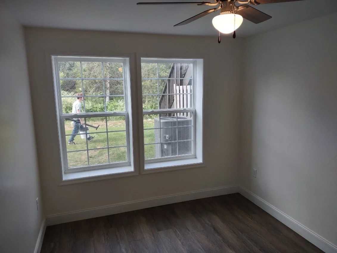 Finished basement with custom windows