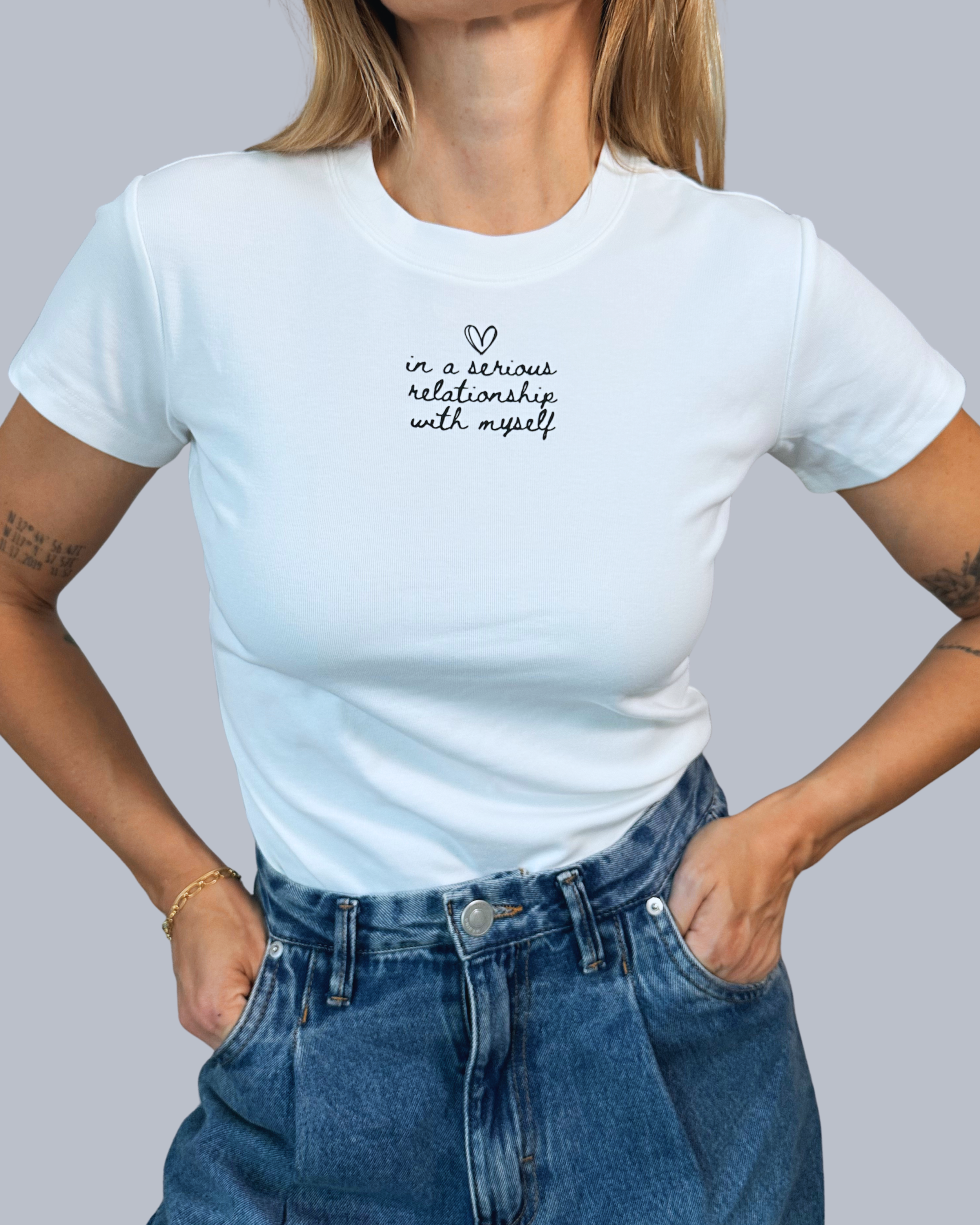 in a serious relationship with myself (slim fit t-shirt)