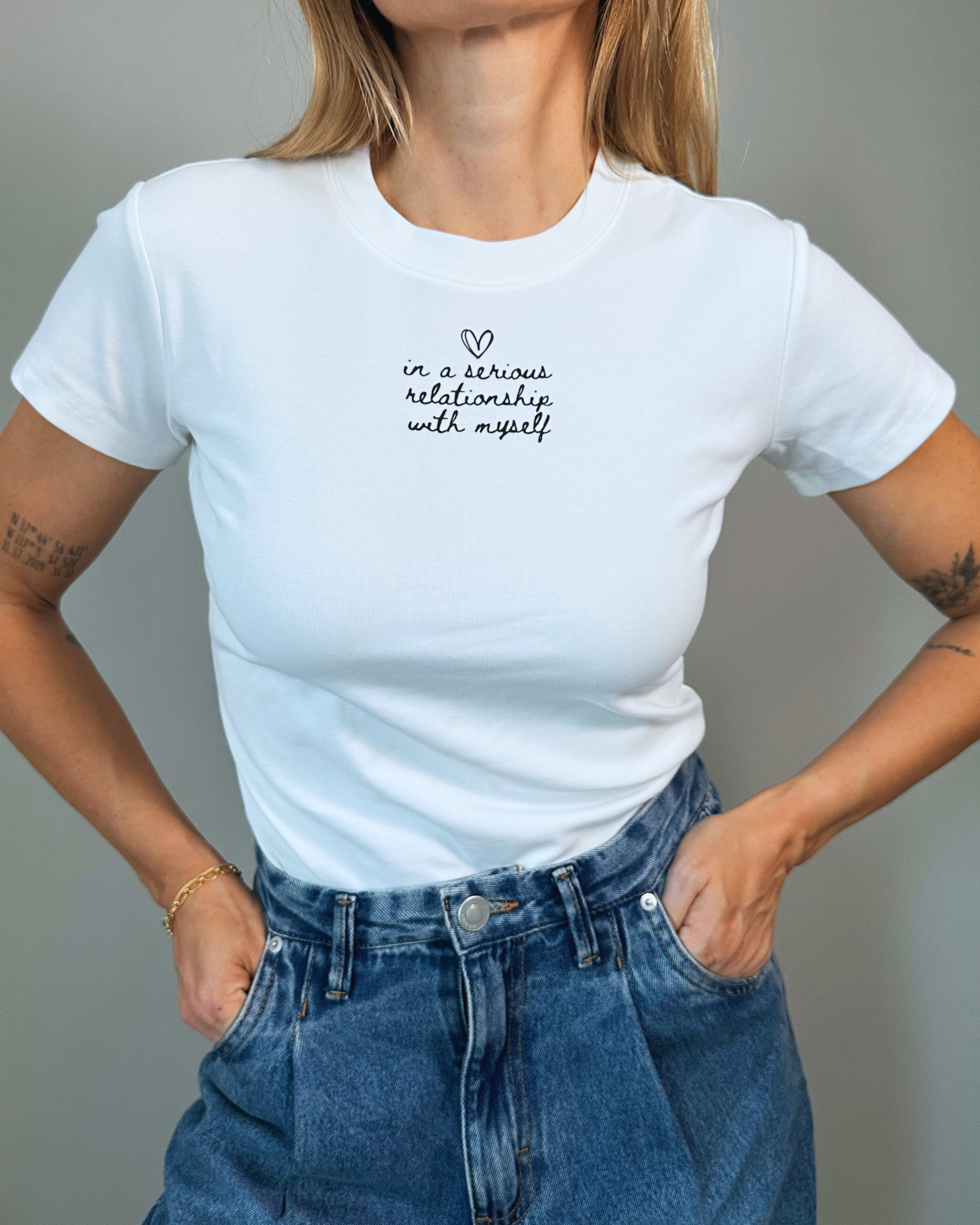 in a serious relationship with myself (slim fit t-shirt)