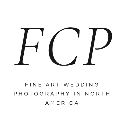Logo with the letters FCP, and text reading 'Fine Art Wedding Photography in North America'