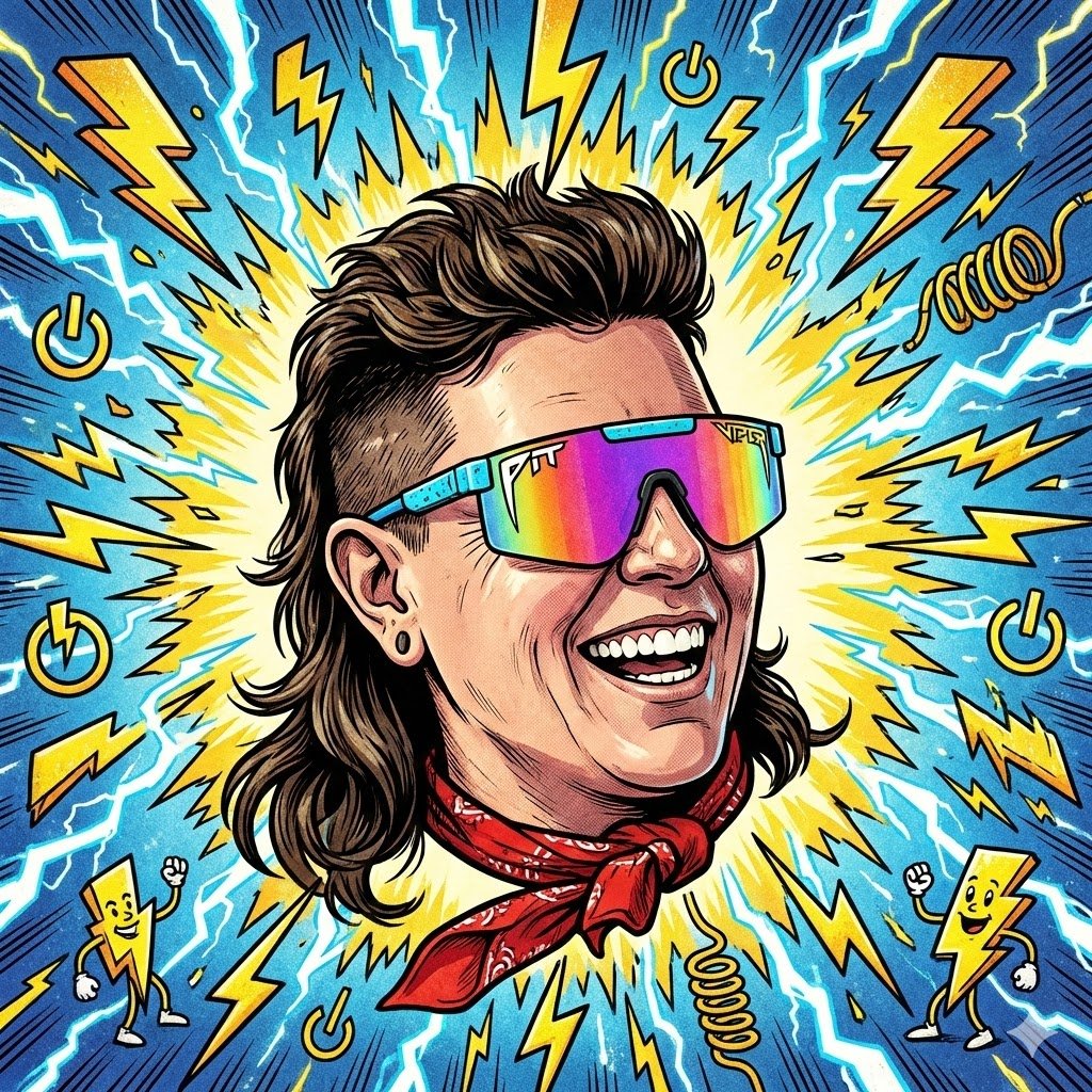 Super cool dude with electricity aura