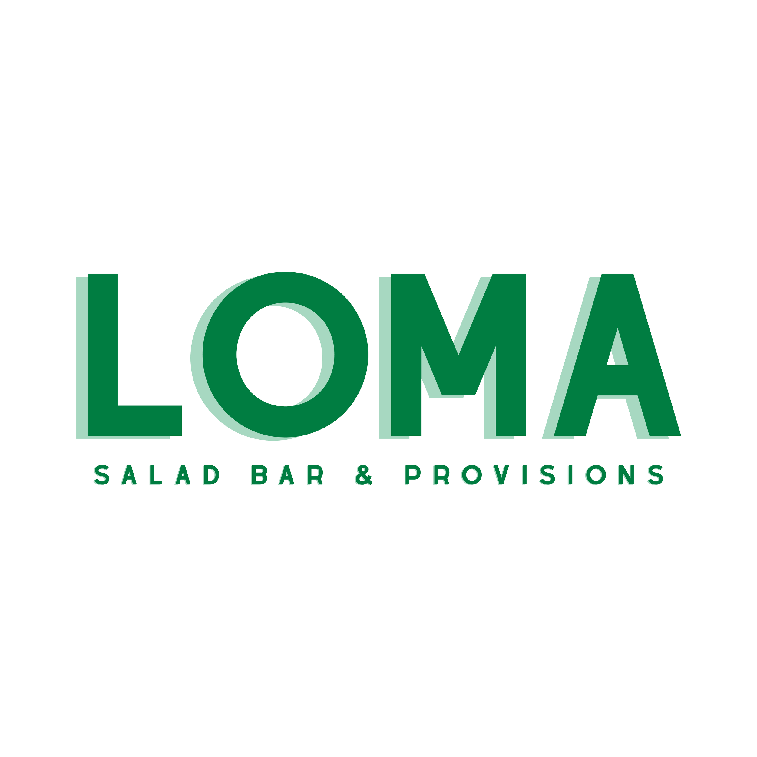 Logo for LOMA Salad Bar & Provisions in green and black colors.