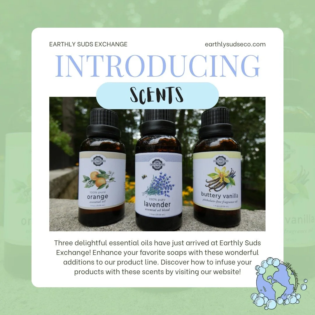Introducing SCENTS! Order now on our website! (Link in bio) 🍊🌻🌸

We are excited to now offer the option to scent your Earthly Suds Exchange products. Learn more on our website about how to use essential oils to scent your unscented products.