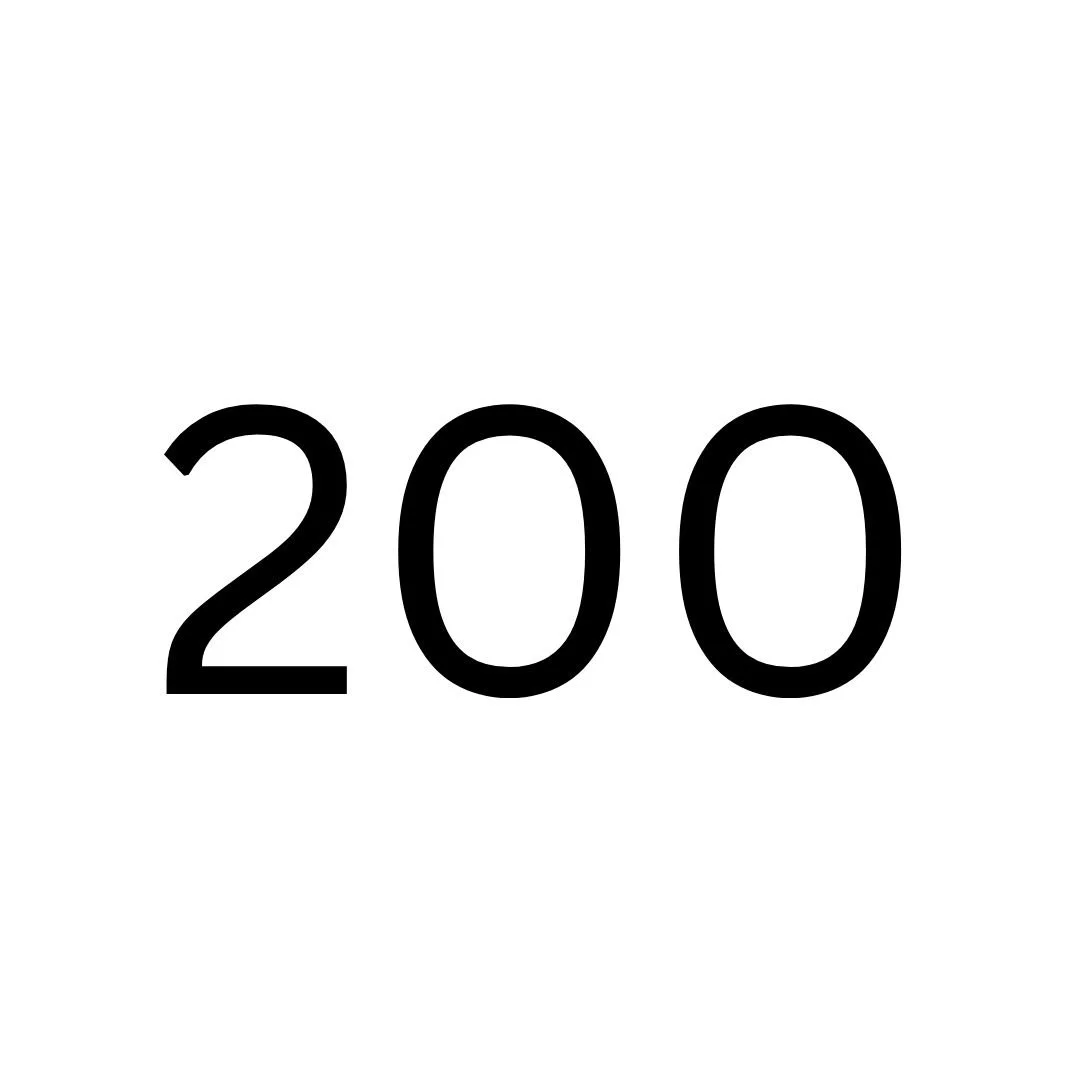 Number 200 displayed in black text on a white background.