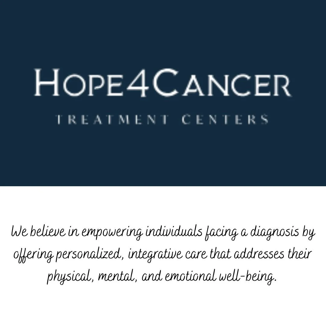 Hope4Cancer Treatment Centers logo with a mission statement about personalized, integrative care for physical, mental, and emotional well-being.