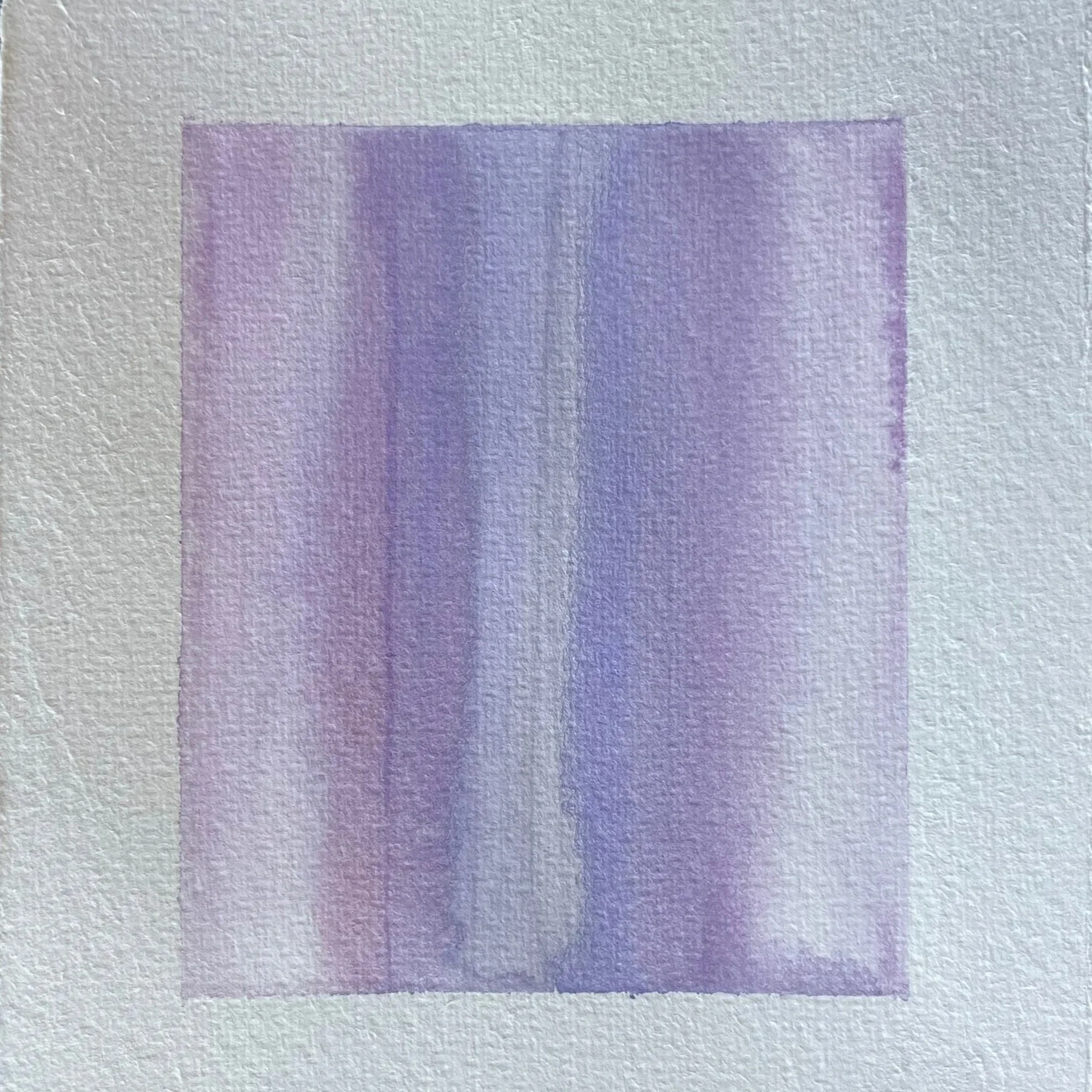 A watercolor painting with shades of purple and blue on textured paper.