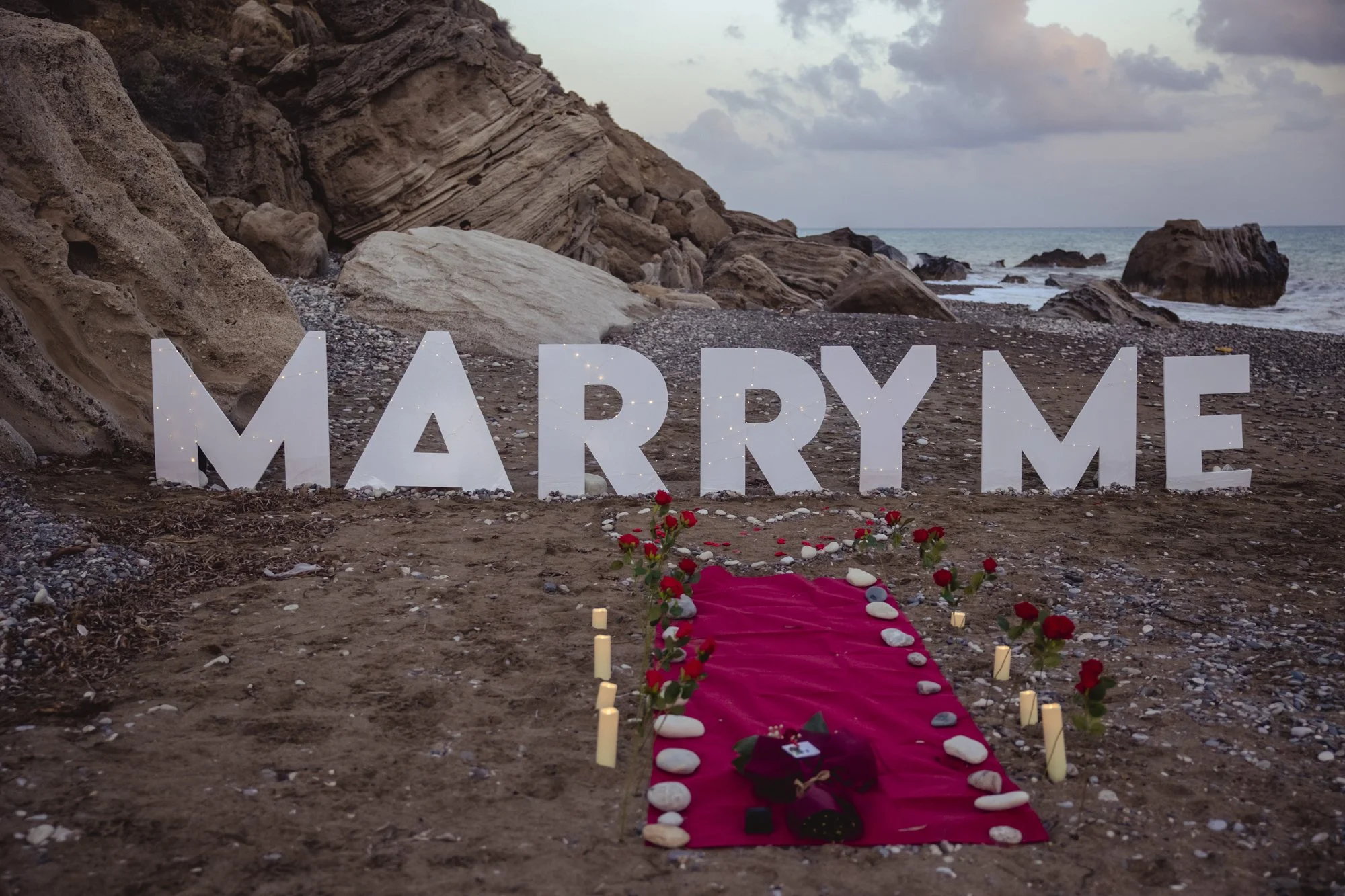 Marriage proposal in Cyprus Marry Me letters