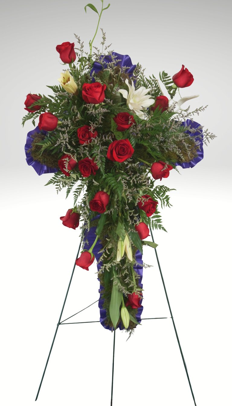 Bleeding Cross Red Roses & Blooming Lillies (beginning at)