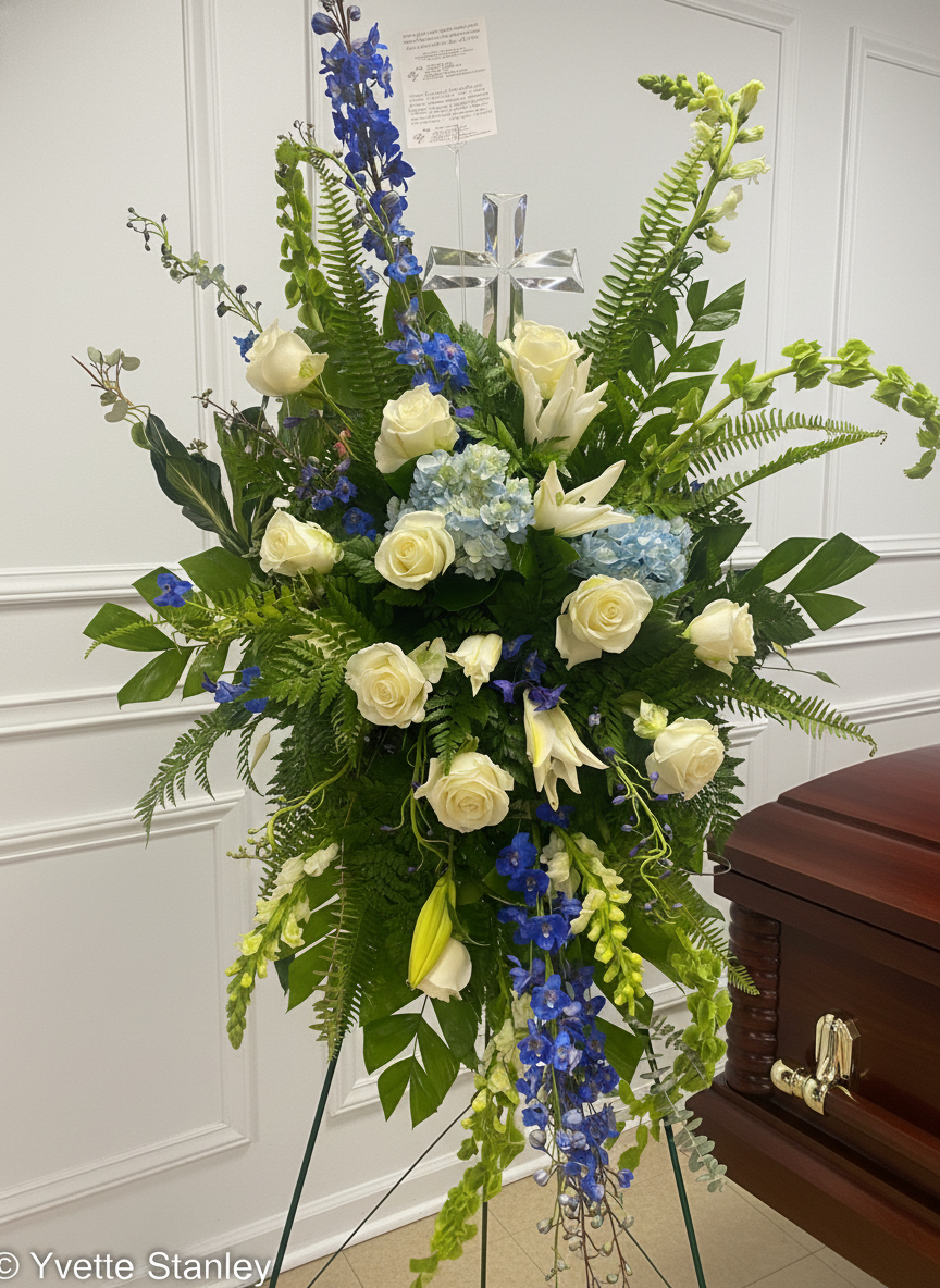 Celebration of Life (Heart Keepsake) Standing Spray