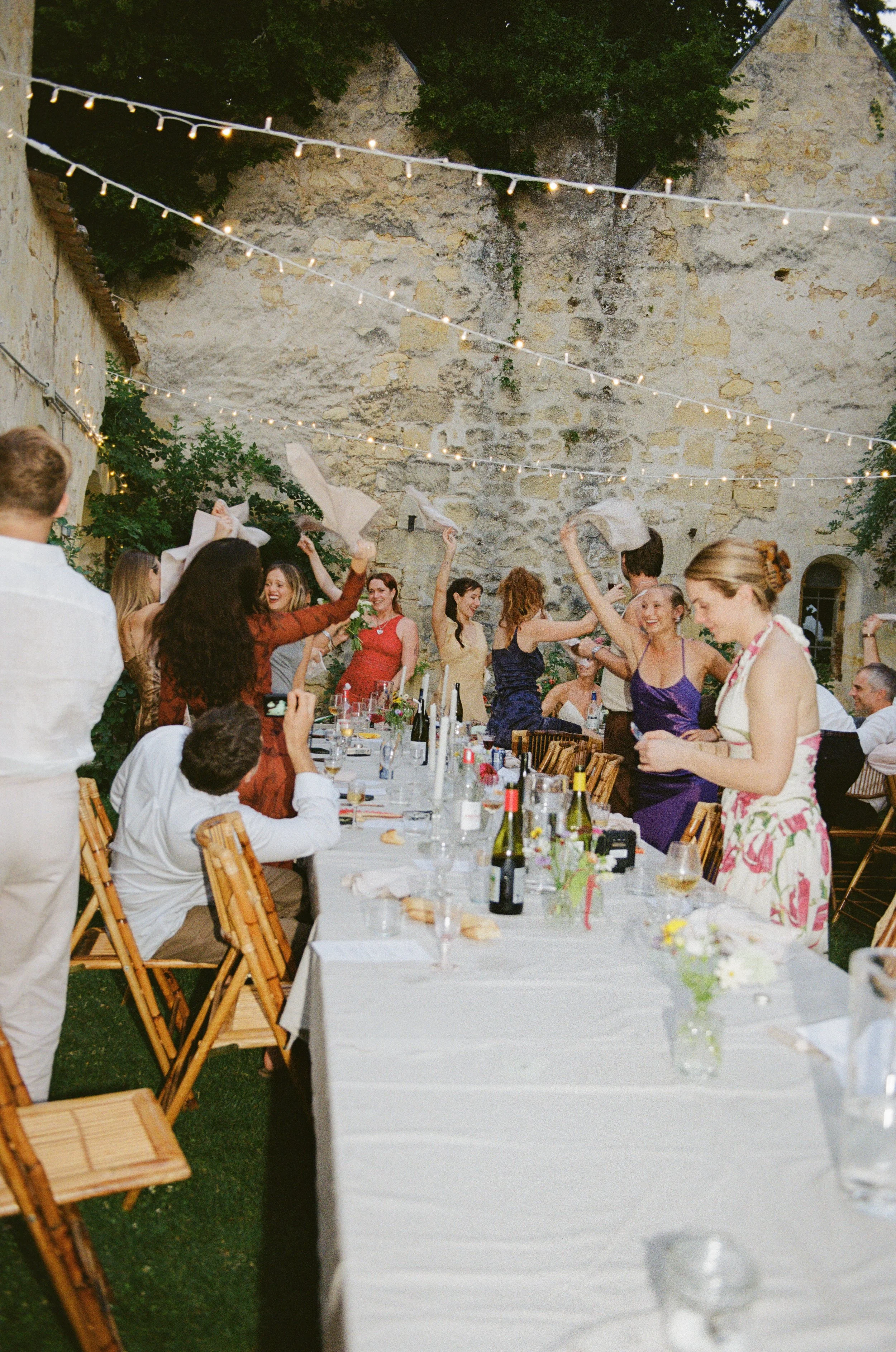 Celebation Wedding Party in Europe, France. Film.