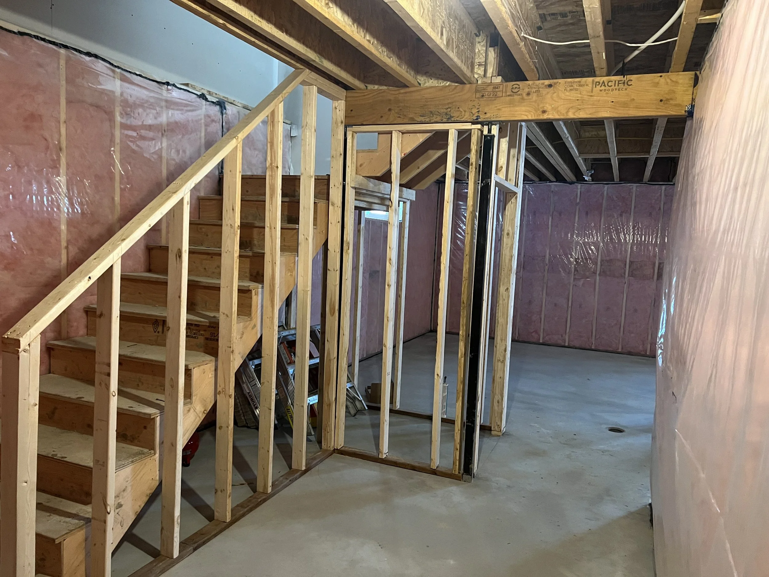 Basement development framing and insulation by LSR Contracting in Saskatoon