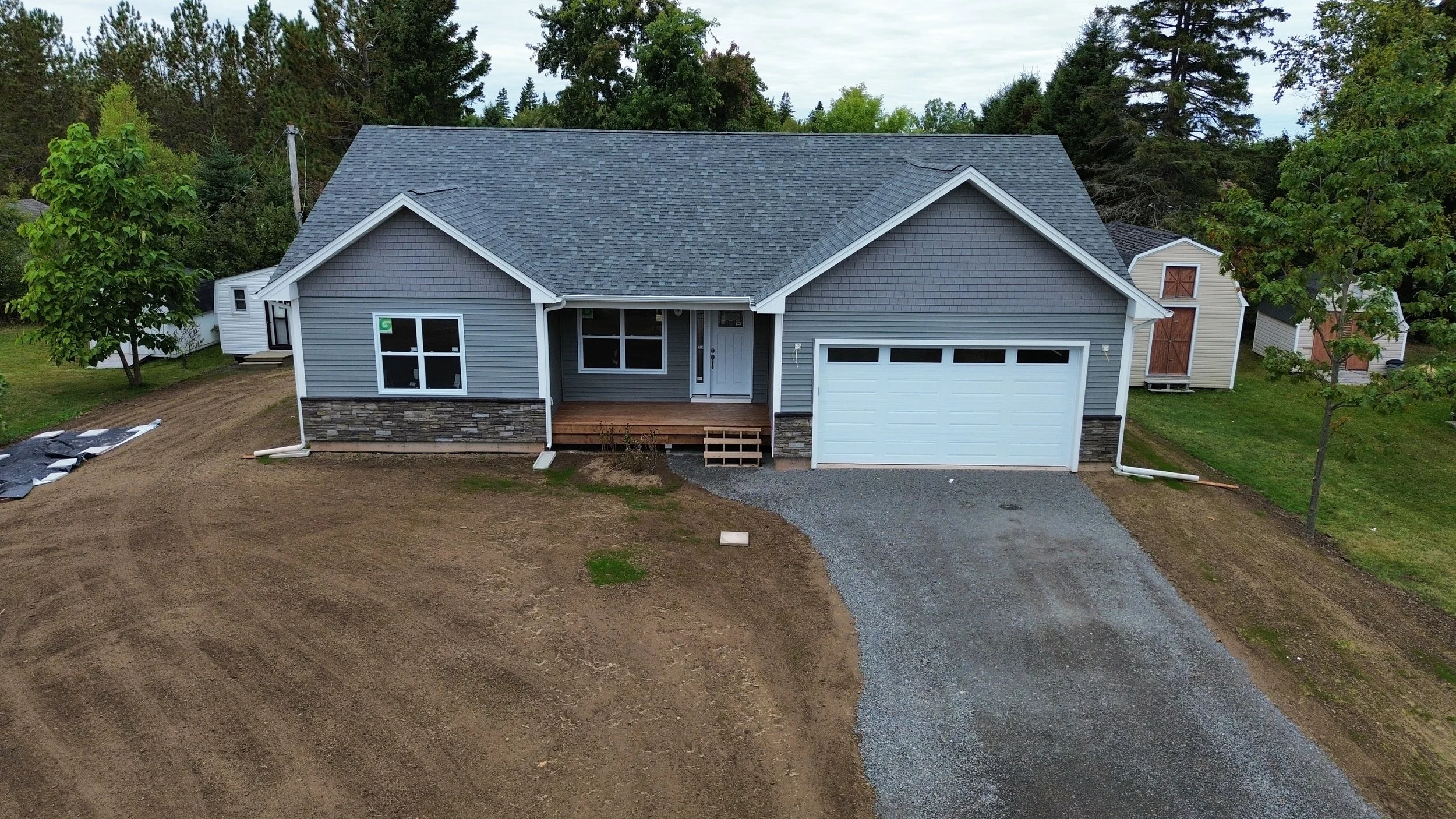 Aerial drone view of a completed framing project by LSR Contracting