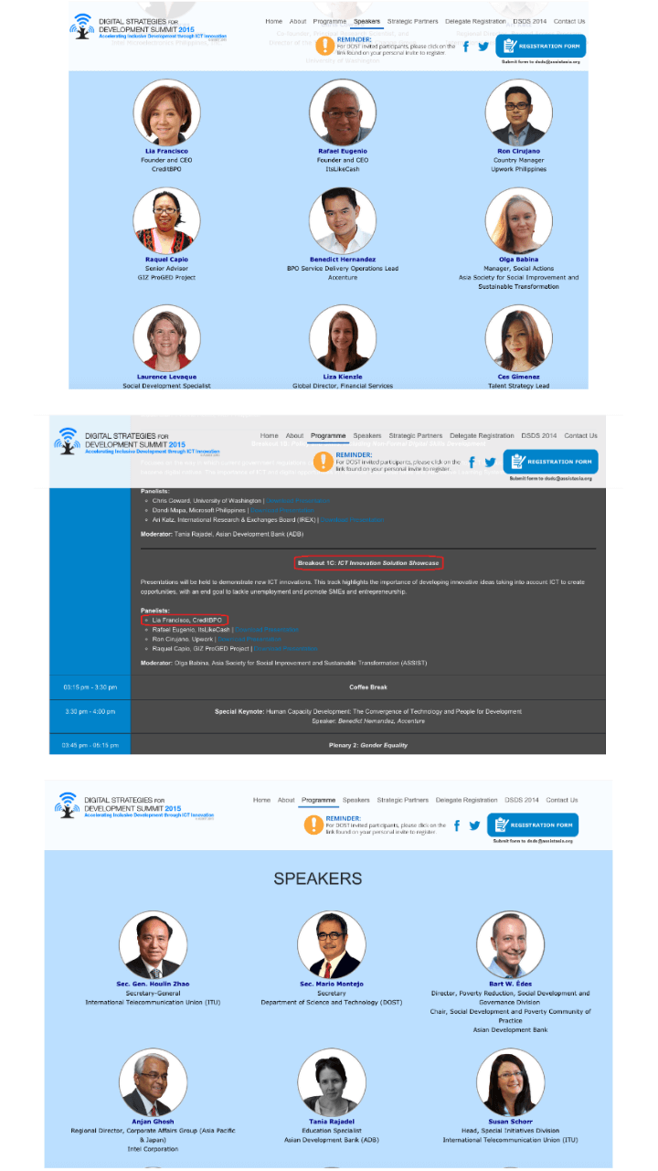lineup of speakers for digital strategies for development summit 2015