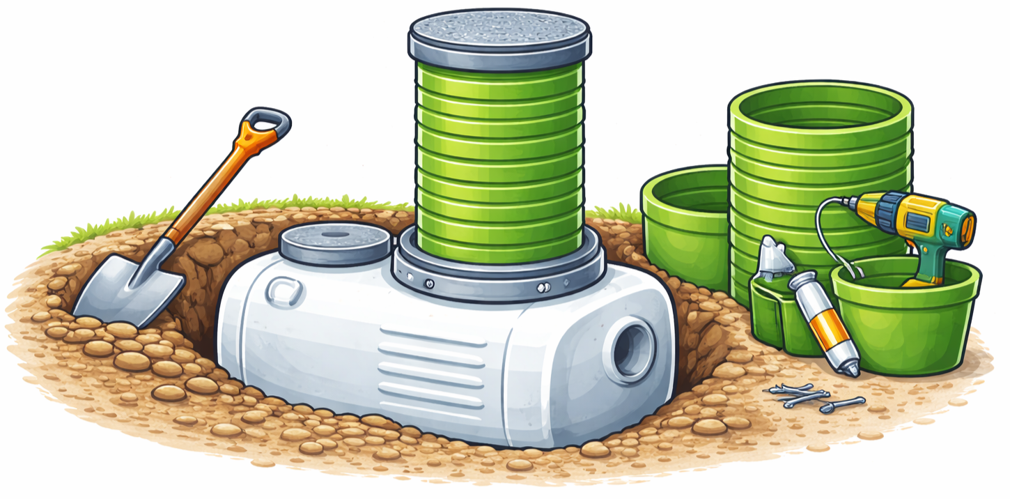 Septic riser installation providing ground level tank access in Chattanooga TN