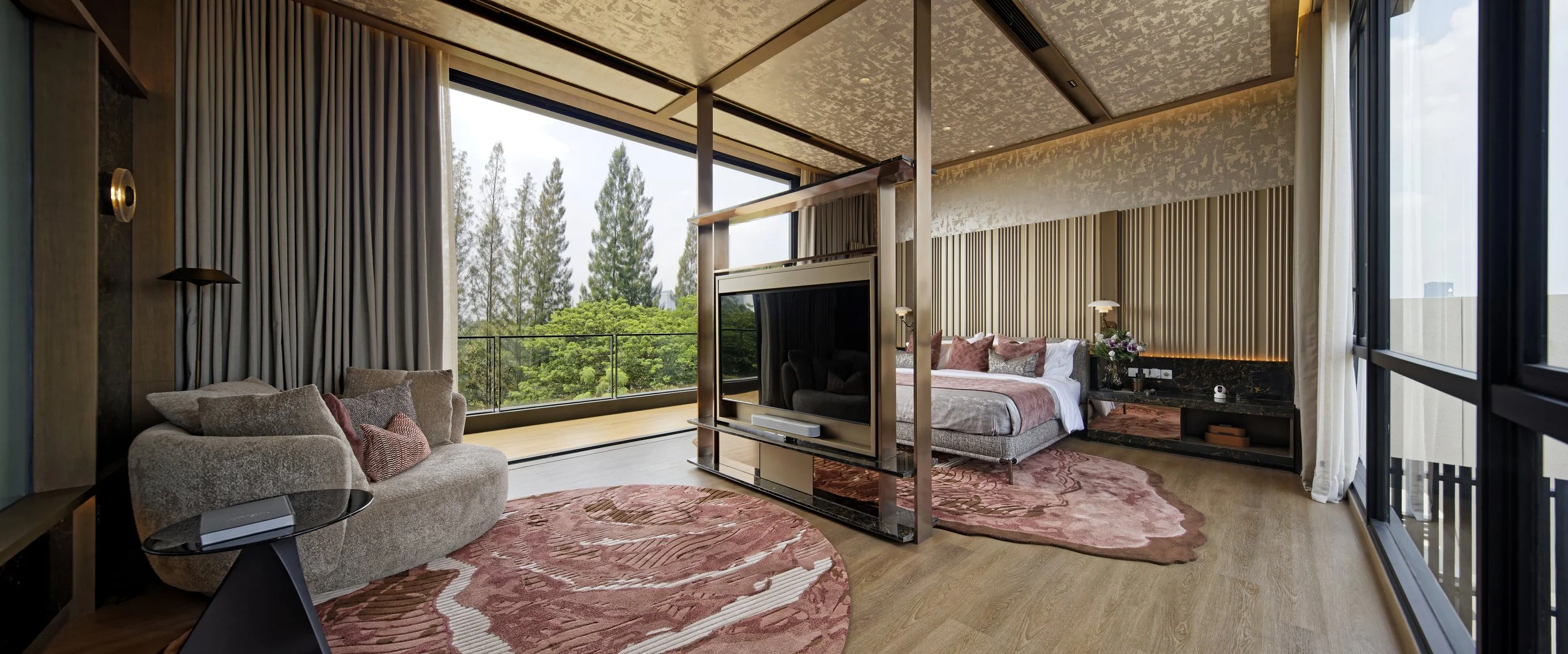 Botanic Villa master bedroom overlooking the outdoor space