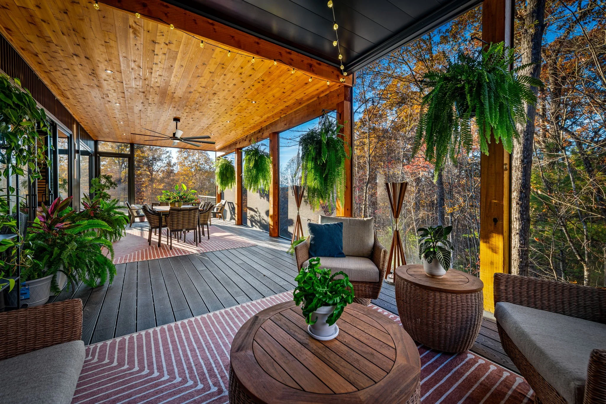 Screened porch on modern home