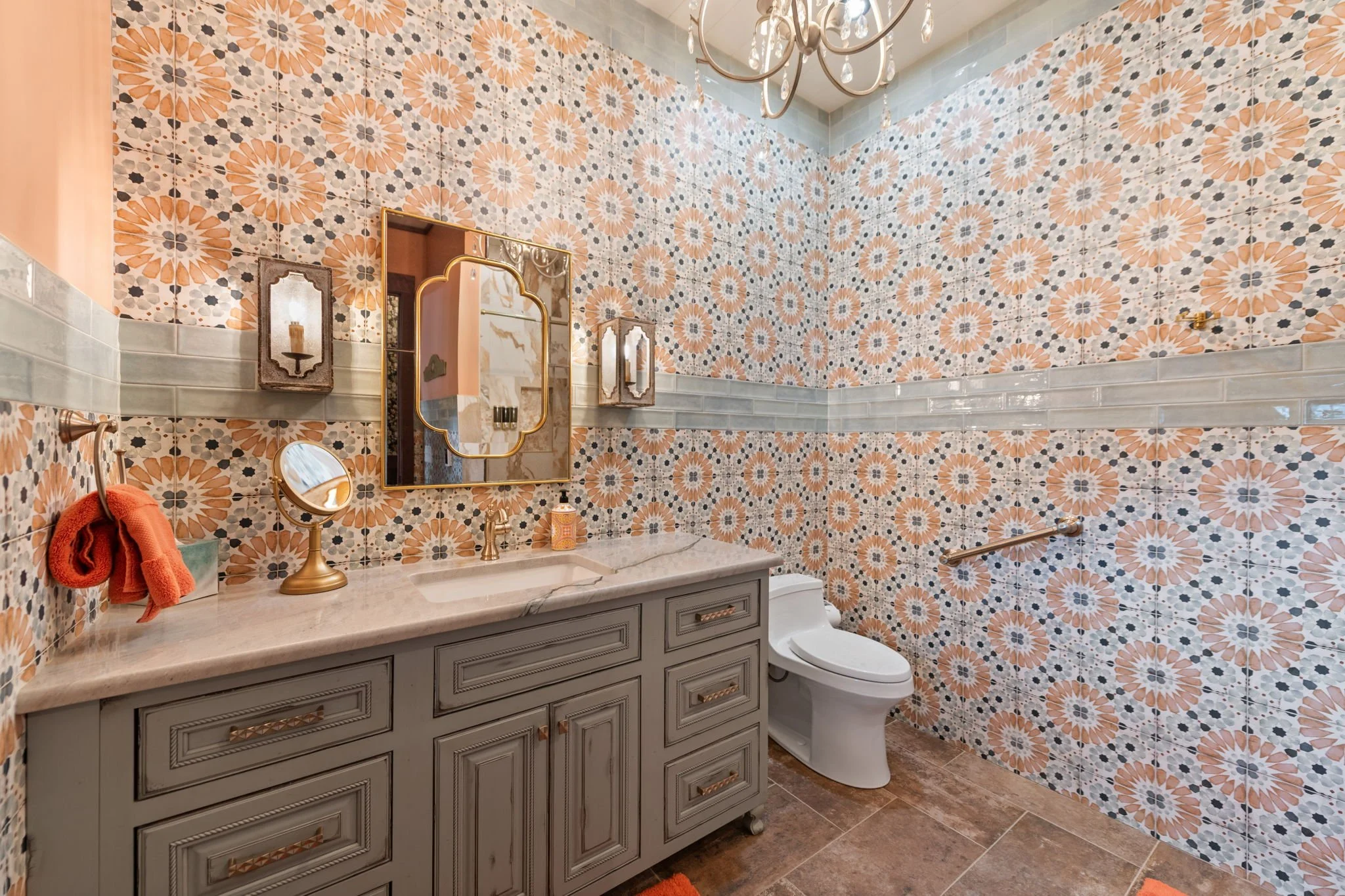 Bathroom with decorative tile