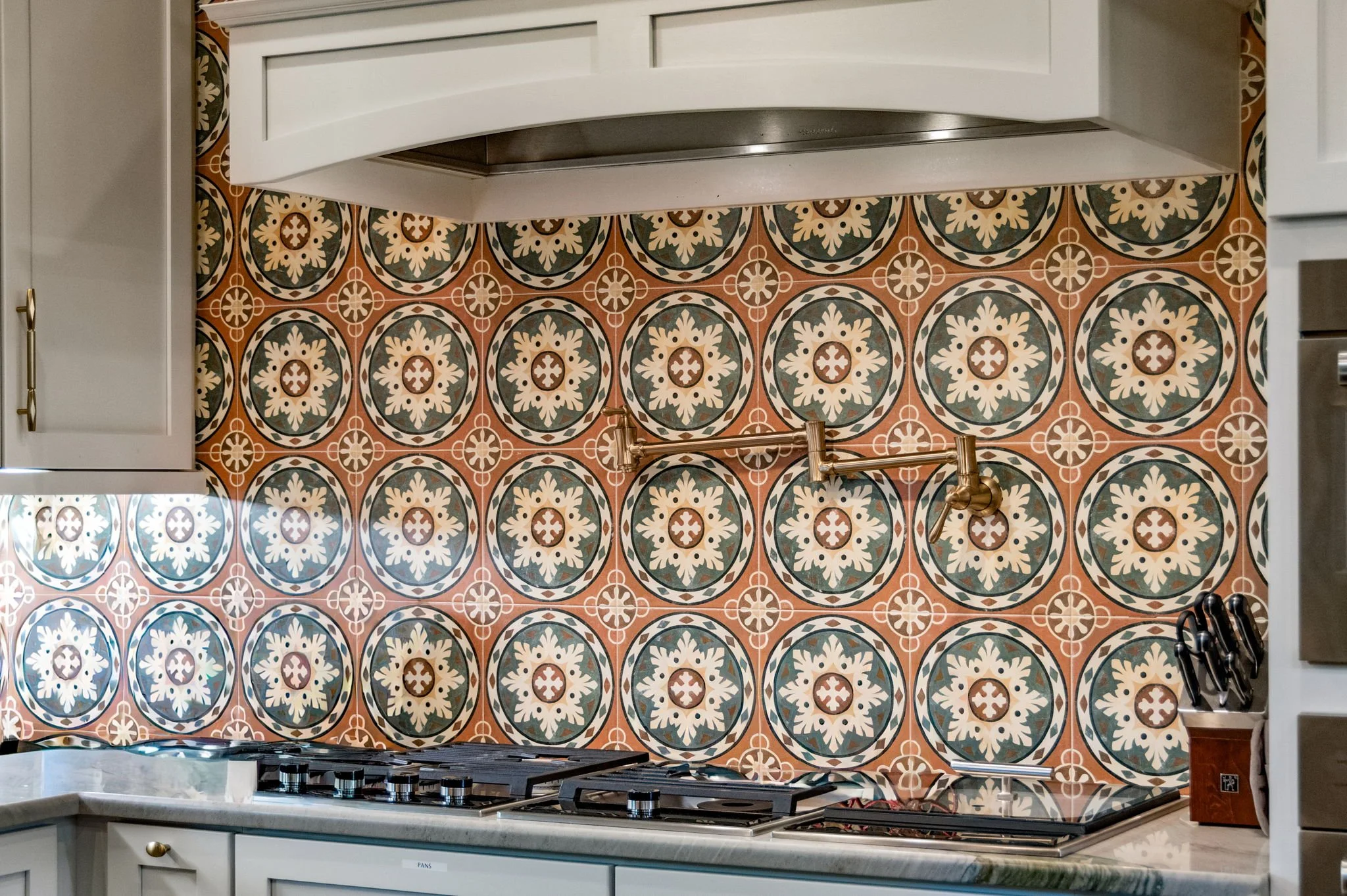 Detailed tile work in kitchen 