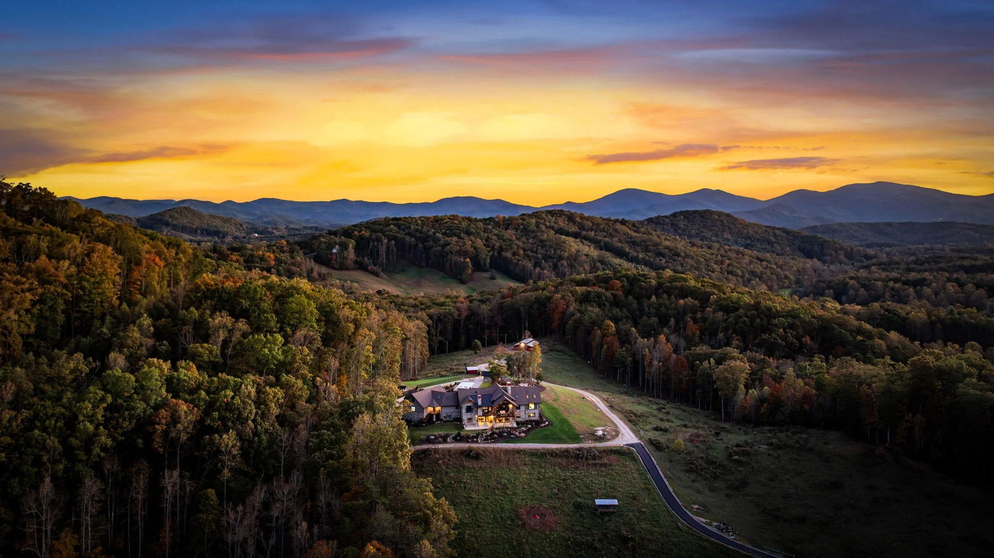 Home nestled in the Blue Ridge Mountains 