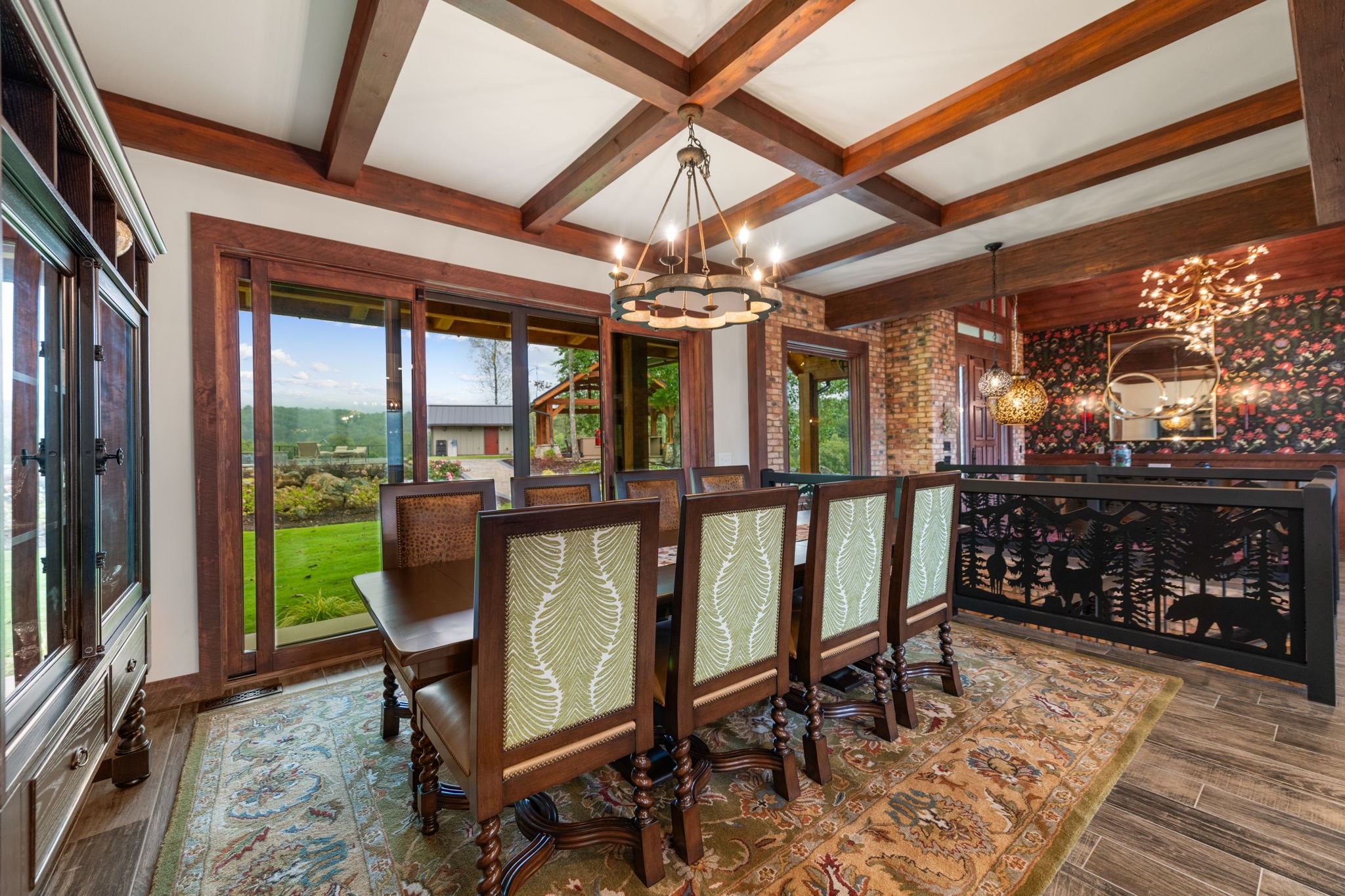 Dining room with mountain view