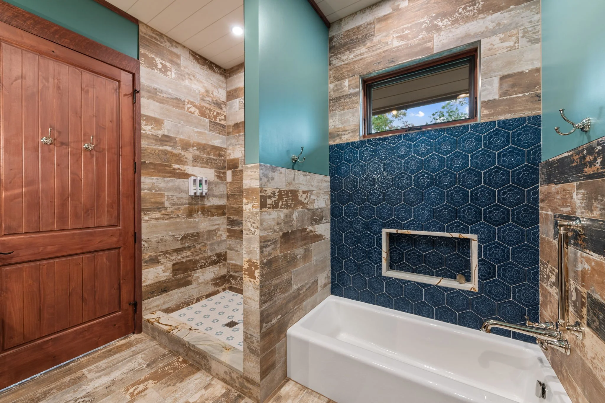 Stone and tile work in bathroom 