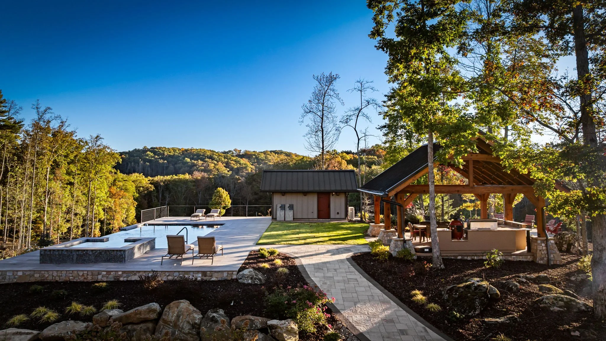 Exterior of pool in Blue Ridge Mountains