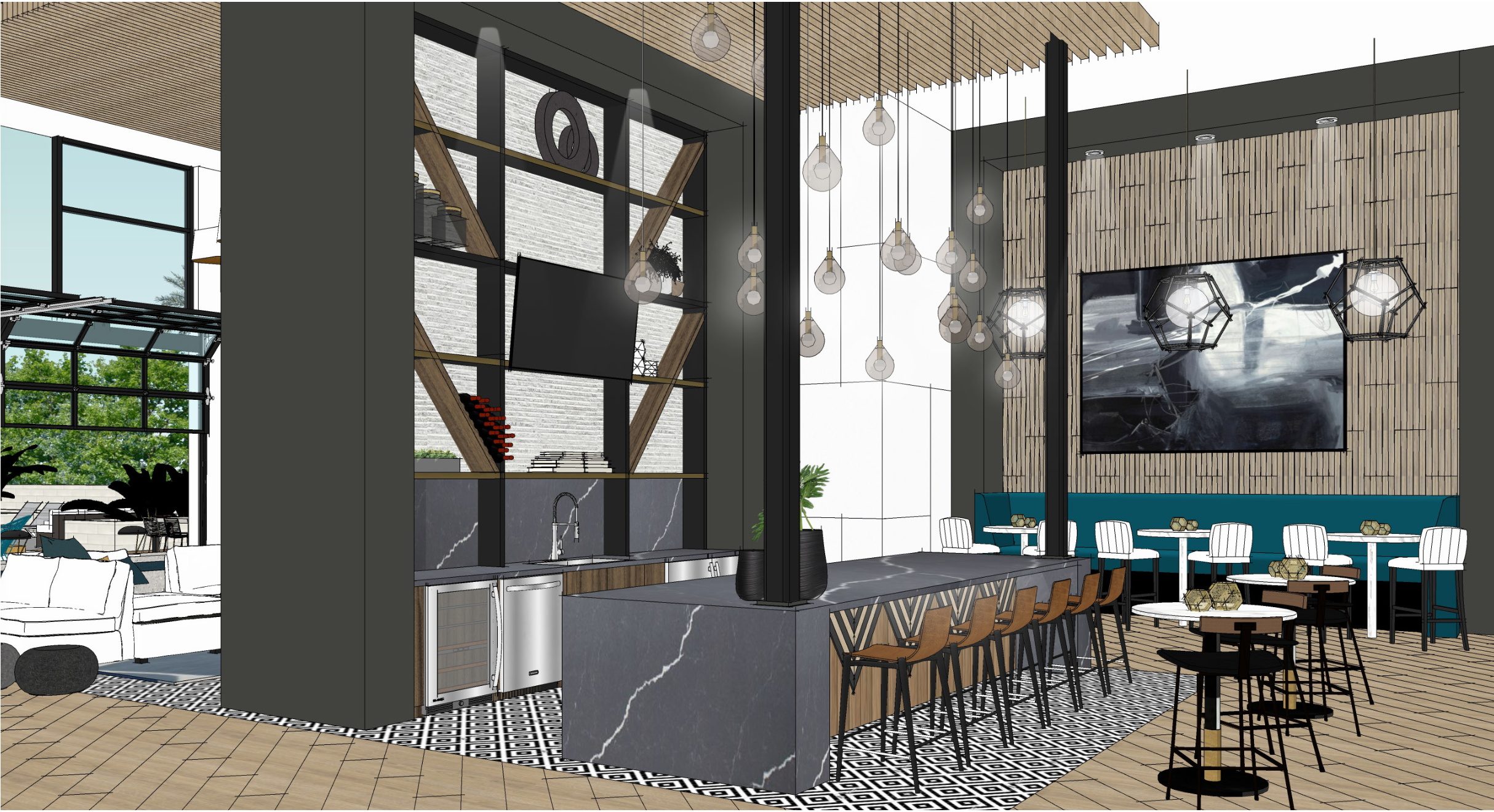 PAC STUDIO_Multifamily_3D Rendering_Clubhouse_Interior Design