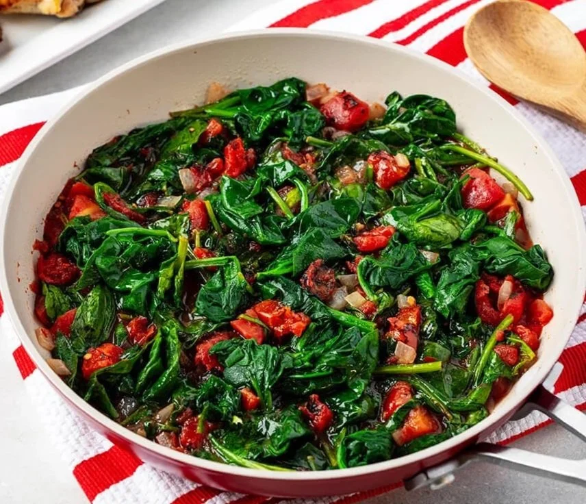 Spinach and Stewed Tomatoes