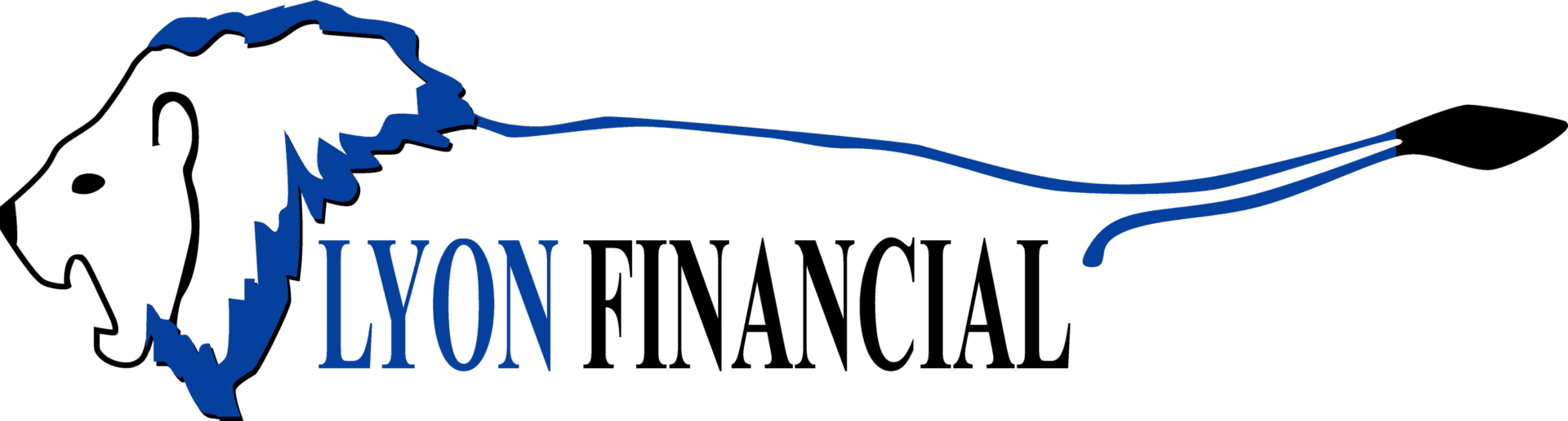 Logo with an outline of a lion's head connected to a line ending in a leaf shape, with the words 'Lyon Financial' underneath. pool financing. ultimate custom pools. trusted pool builder. backyard design.