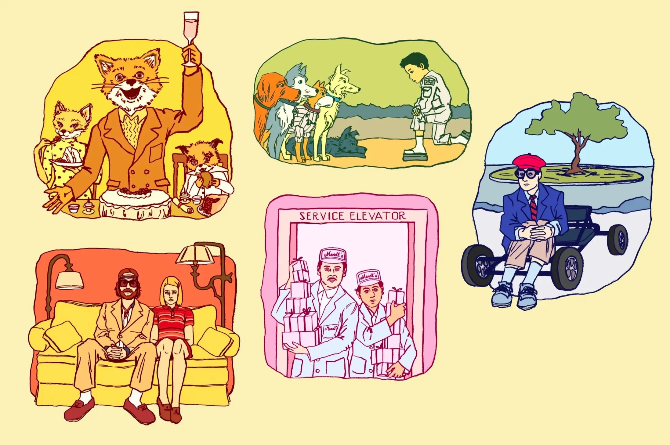 Wes Anderson Spot Illustrations