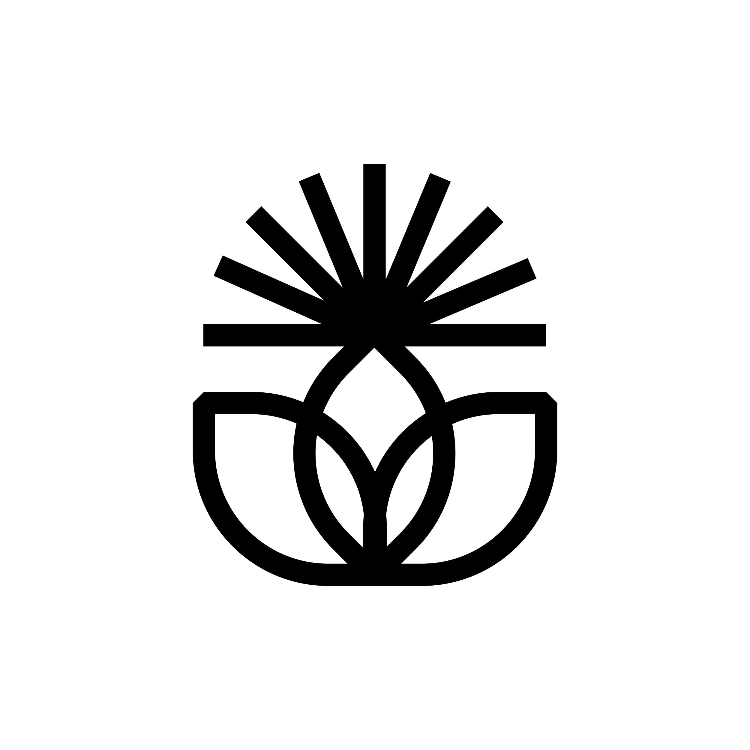 Black background with an outline of a geometric sun or star shape composed of straight lines.