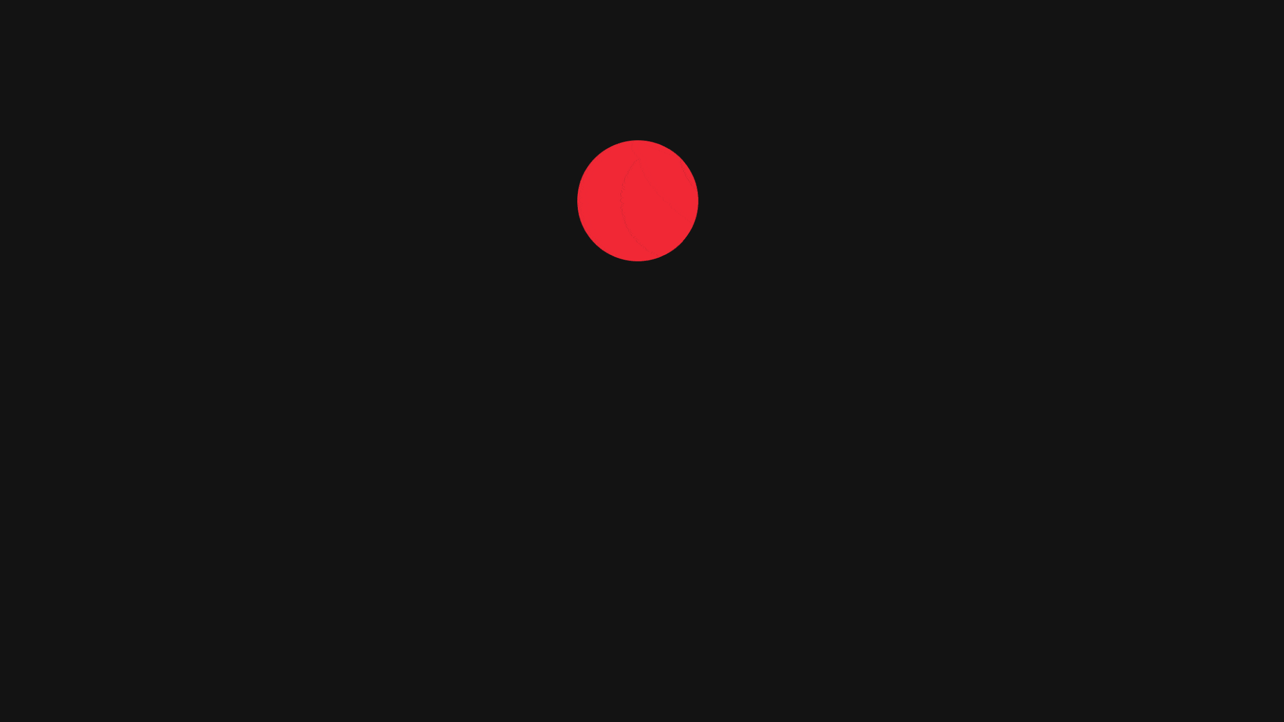 A black background with a centered red circle resembling a planet or celestial body.