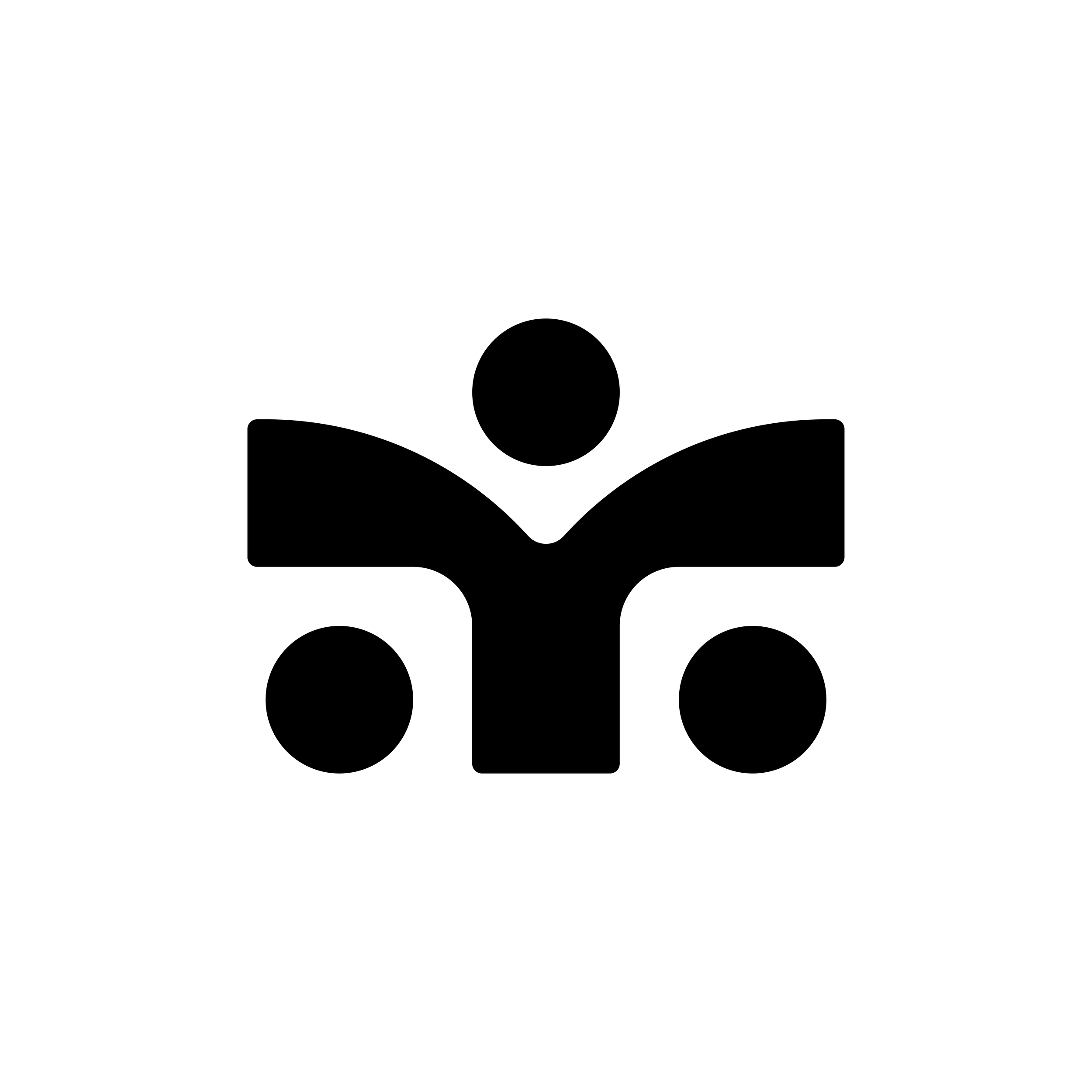 Outline of a simple smiling face with round eyes and a curved mouth, on a black background.