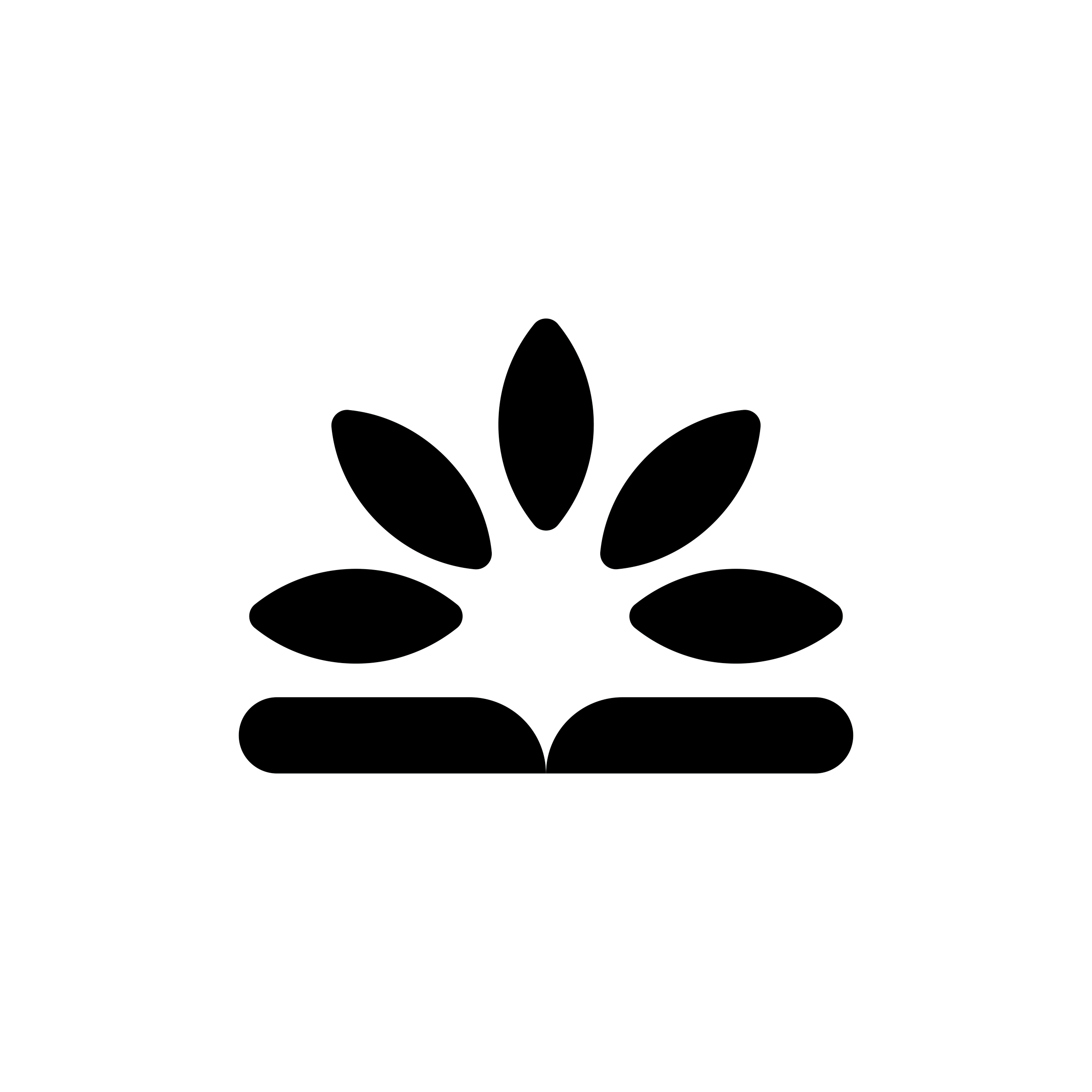 Line drawing of a simple flower with five oval petals and a rounded center on a black background.