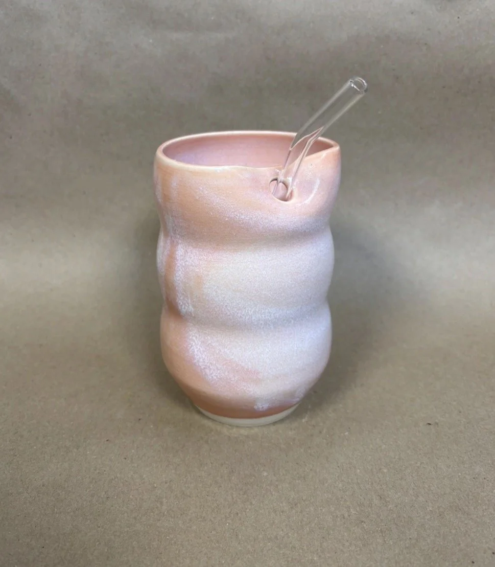 Ceramic Iced Matcha Tumbler with Glass Straw