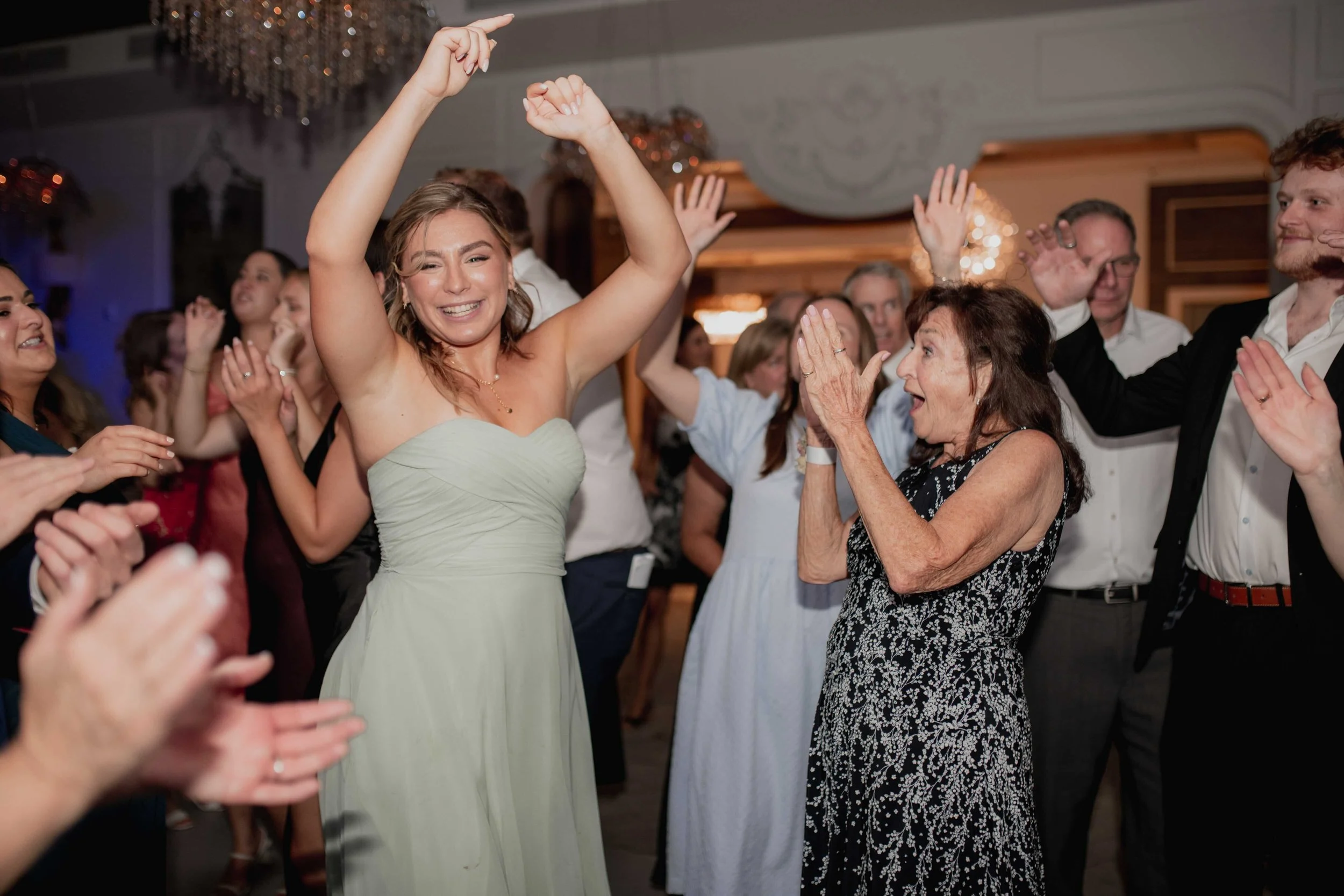 Wedding guests dancing and celebrating at a QA Entertainment event in the Greater Toronto Area