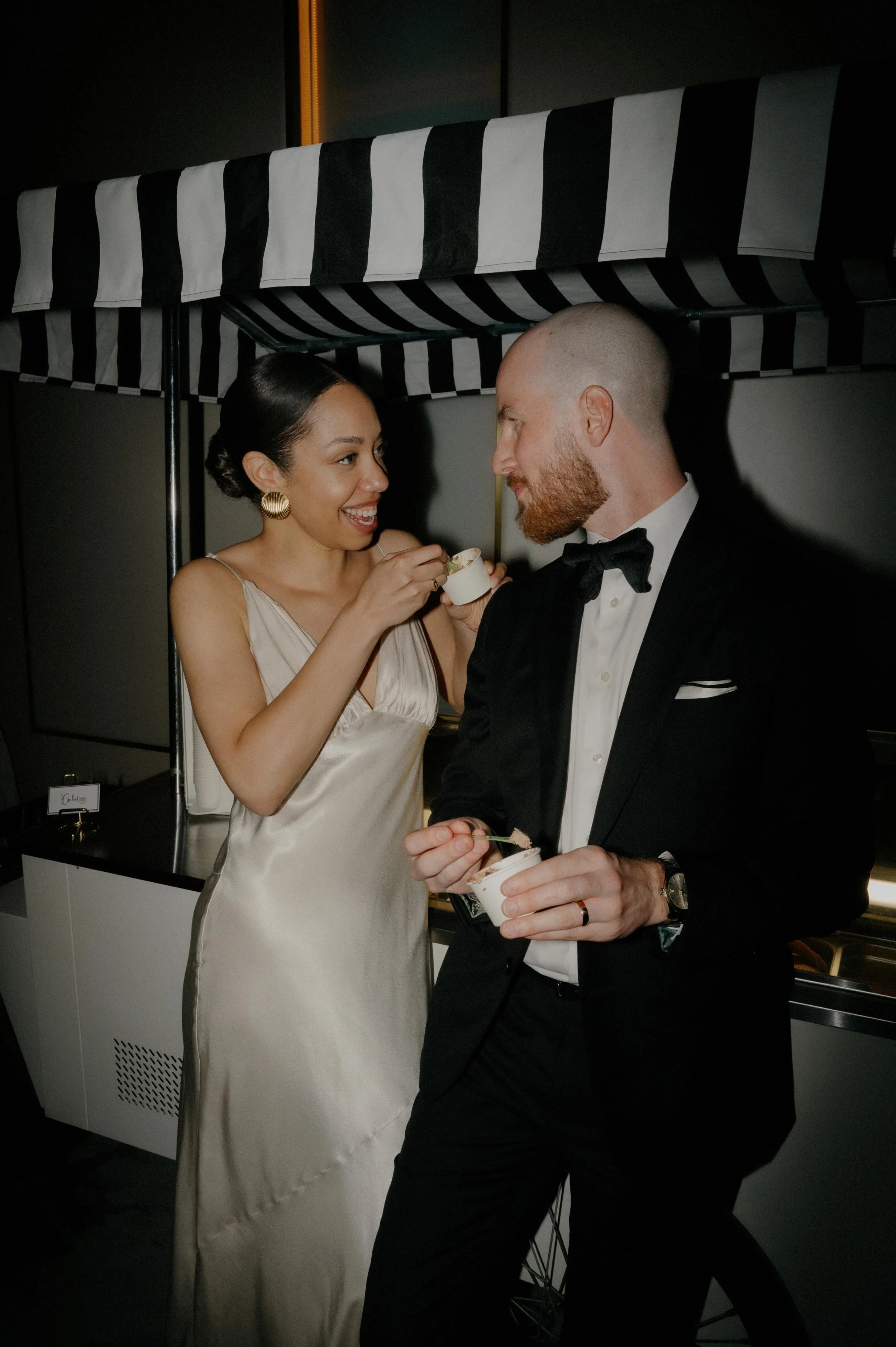 Couple enjoying a candid moment together at a wedding reception event in the Greater Toronto Area