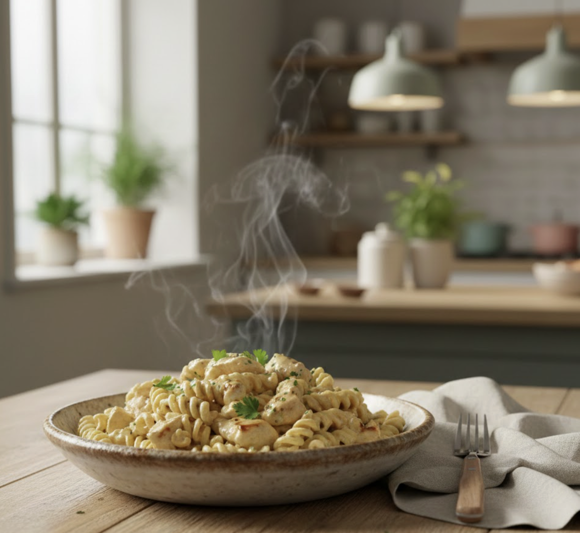 Creamy Hidden-Veggie Chicken Alfredo Pasta